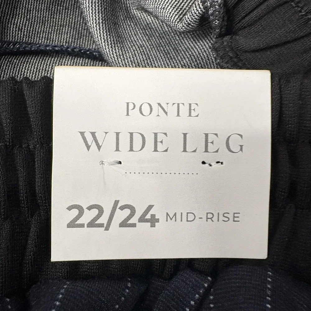 Lane Bryant Ponte Wide Leg Dress Pants Womens 22/24 Blue Pinstripe Stretch NWT